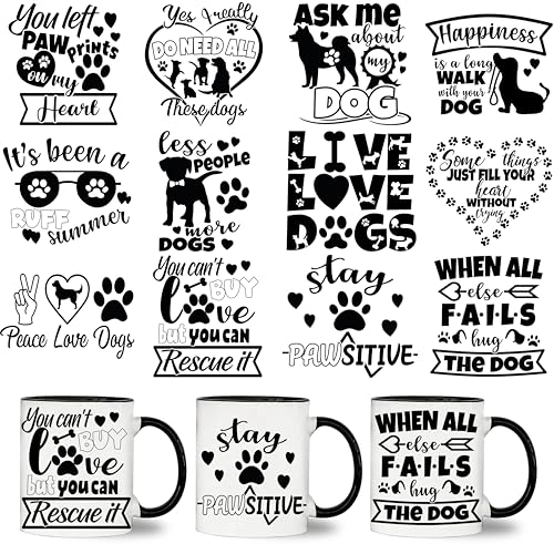 Elewins 12PCS Dog Quote UV DTF Cup Wrap Transfers for Mugs and Glass