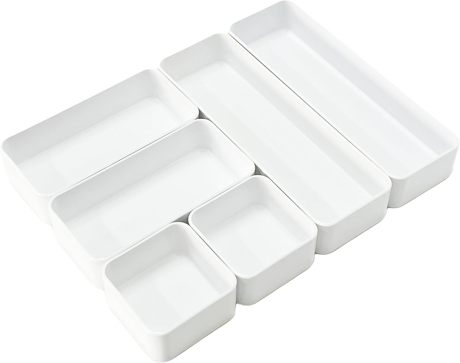 RAUVOLFIA Plastic Drawer Organizers Set - Versatile 3-Size Storage Bins for Makeup, Bathroom & Office
