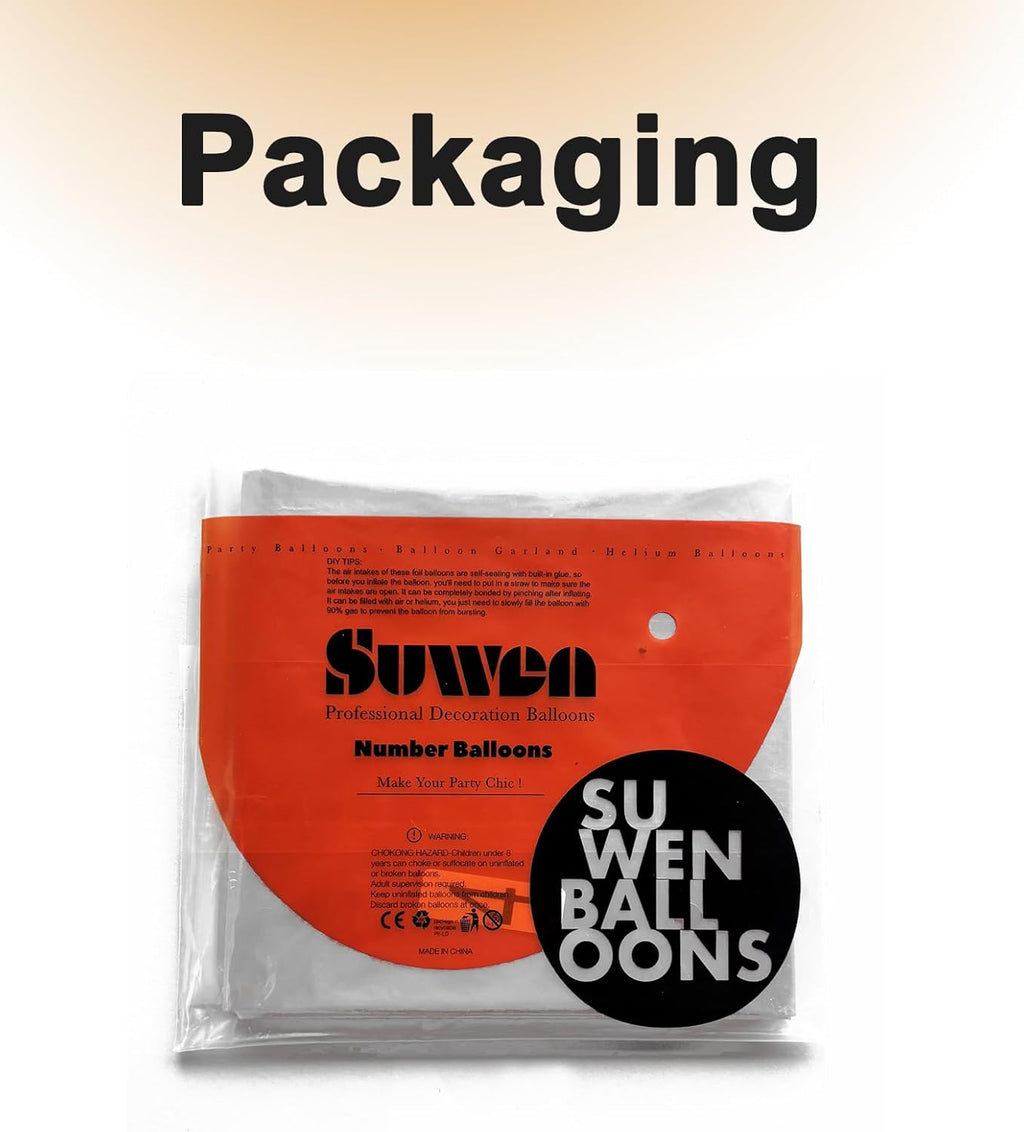SUWEN 40-Inch White Giant Foil Number Balloons | 0-9 Mylar Birthday & Anniversary Party Decor