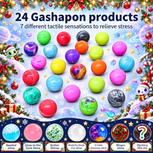 Kids Slime Advent Calendar 2026 - 24 Surprises for Christmas Countdown, Sensory & Stress Relief Toy