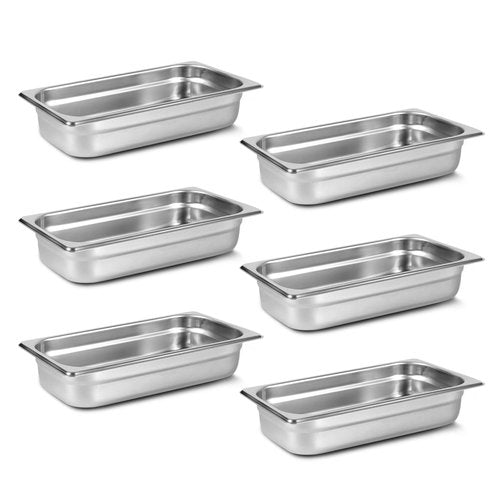 Aplancee 1/3 Hotel Pans 2.5 Inch Deep Stainless Steel Food Pan - Anti-Jam 6 Pack Steam Table Pan Set for Catering, Buffet Use, Kitchen Prep
