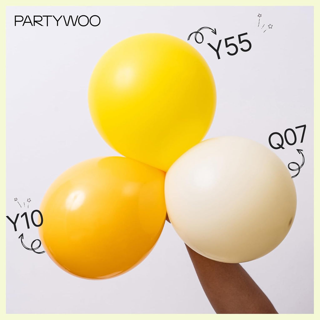 PartyWoo Pastel Yellow Balloons - 152-Piece Arch Kit for Baby Showers & Birthday Parties | Various Sizes 5-18 Inch