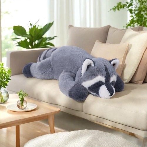 Labauxite Raccoon Plush, Raccoon Stuffed Animals, Cute Plush Toys Realistic Raccoons Body Pillow Hug Sleeping Fluffy Animal Toys for Kids, Bed Decor Plushie Doll Birthday Gift (25.5in)