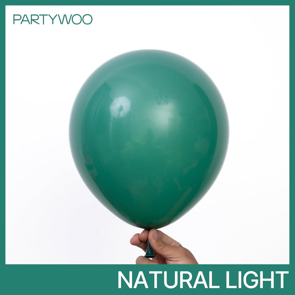 PartyWoo Dark Green Balloons - 50pcs 12 Inch Emerald Forest Green for Birthday & Baby Shower Decor