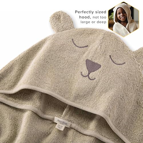Burt's Bees Baby Toddler Hooded Animal Character Towels Organic Cotton, Unisex Bath Essentials, Soft Nursery Towel for Kids