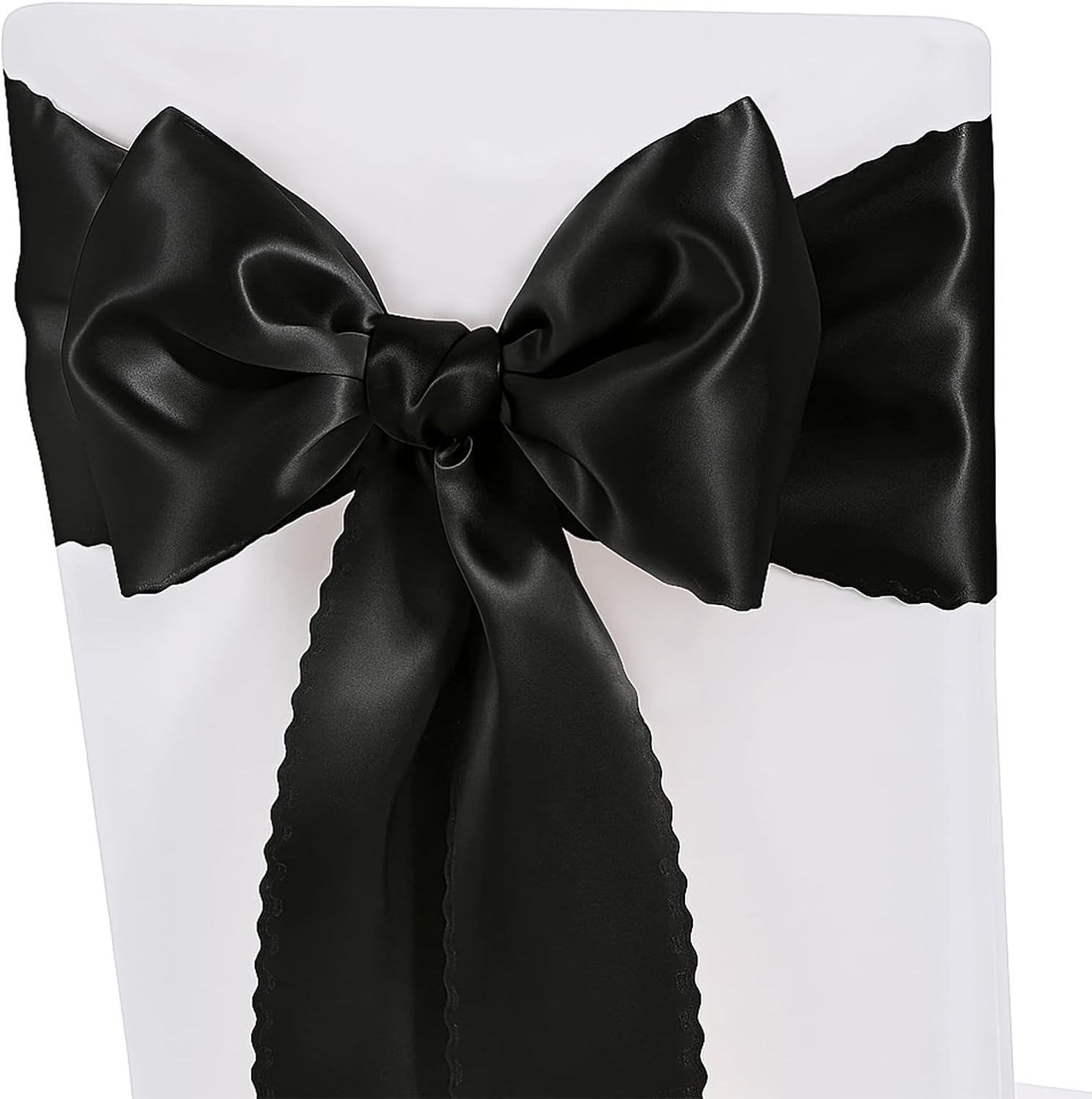 Skiennix Black Satin Chair Sashes - Upgraded 7" x 108" Bows for Weddings & Events | 50 Pack