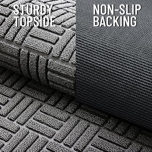 OLANLY Heavy-Duty Front Door Mat, Grey Maze Pattern 29.5 x 17 Inch