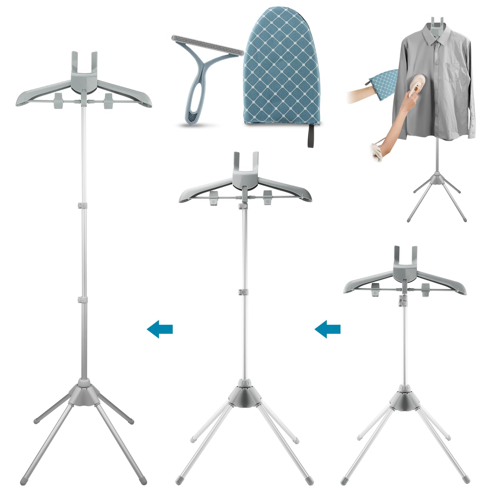 Zornaveli Garment Steamer Hanger, Steamer Stand with Ironing Glove & Lint Remover, Adjustable Handheld Clothes Steamers Rack for Home