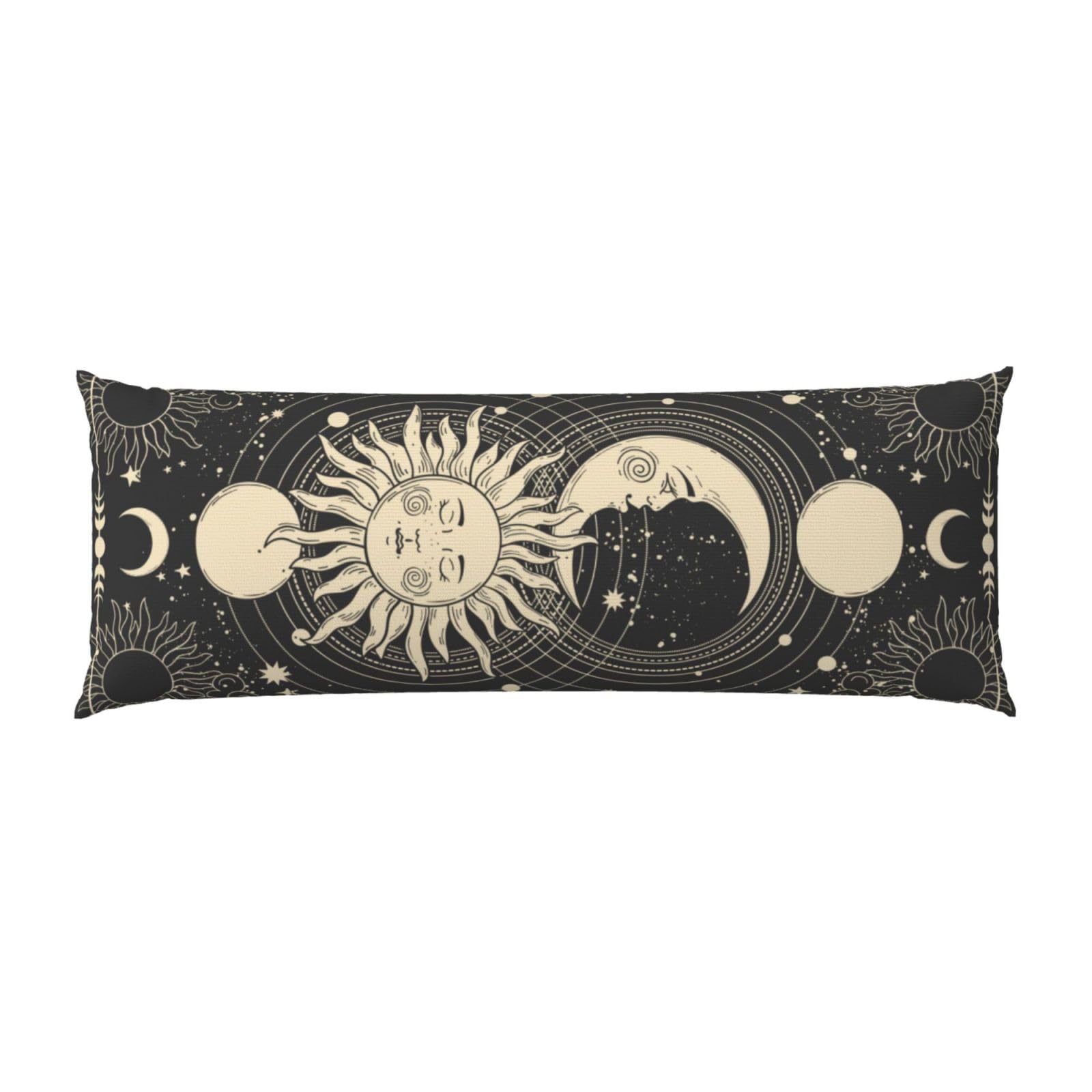 Vintage Sun Moon Stars Body Pillow Cover - Pillowcases 20"x54" with Hidden Zipper Closure Soft and Breathable