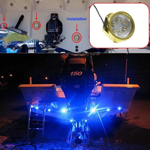 2Pcs RGB 1/2" NPT Boat Drain Plug Lights IP68 Waterproof Multi-color Marine Boat LED Light Underwater Trailer Lights with Wireless RF Remote APP Control