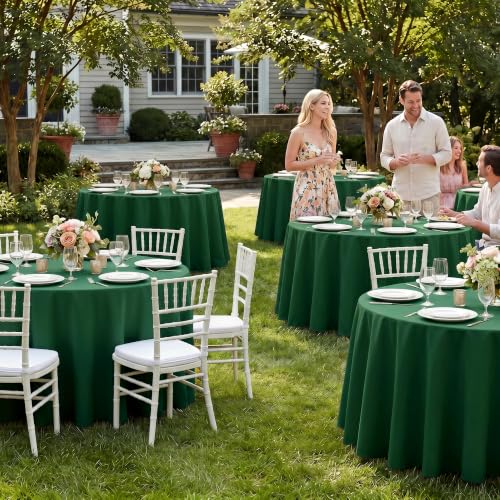 Fitable 6 Pack Hunter Green Round Tablecloths - 108 Inch Diameter