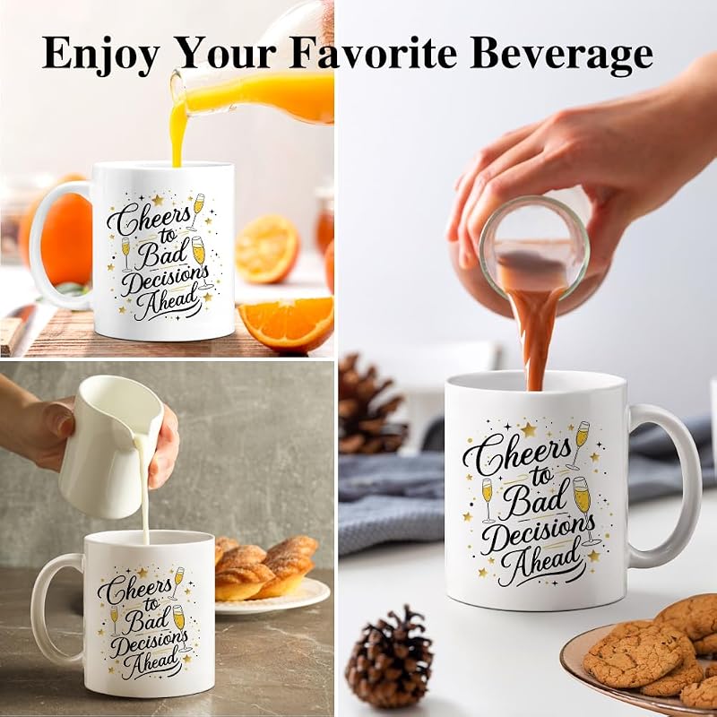 Cheers To Bad Decisions Ahead 11oz Double-Sided Ceramic Mug - White42