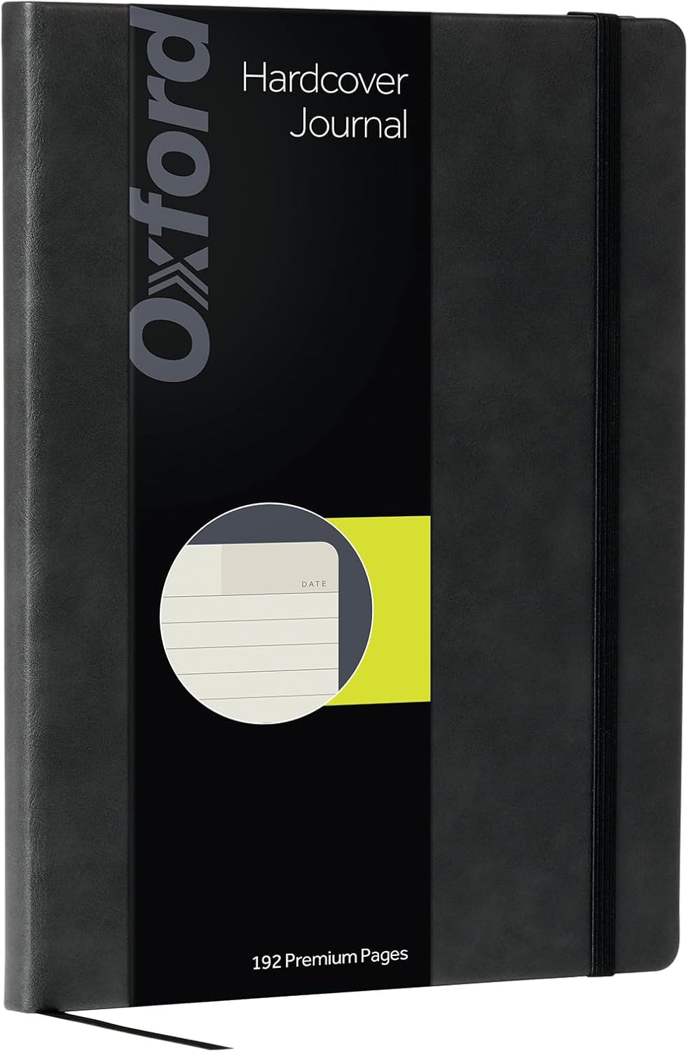Oxford Journal Lined Writing Notebook - Classic Hardcover Writer's Journal, 192 Pages, 7.5" x 9.5", Black