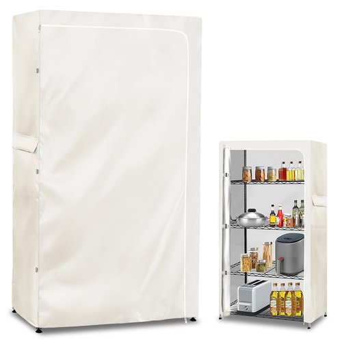 Alickwang Storage Shelf Covers for Wire Shelving,600D Heavy Duty Outdoor Waterproof Shelf Cover,Storage Rack Covers for with Zipper,48''W x 18''D x 72''H,White