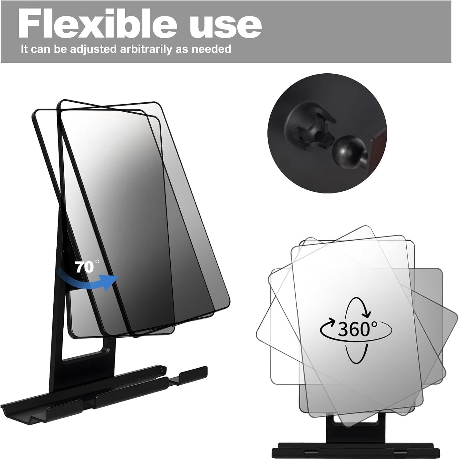 FKEBGDSU Shower Mirror,Mirror for Shower with Razor Holder,Adjustable Shower Shave Mirror for Men and Women,NO-Drilling,Removable,Shatterproof &Waterproof with 2 Adhesive Hooks