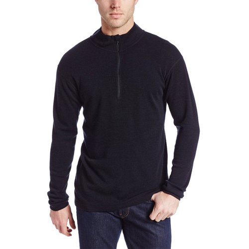 100% Merino Wool - Men’s Midweight Quarter Zip - Warm Pullover - Midlayer - Black - Small