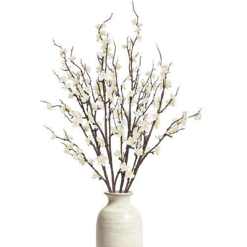 Cherica 4 Pcs Cherry Blossom Branches 39 Inch White Fake Flowers Spring Decorations for Home Decor, Artificial Flowers Long Stem Branches for Vase Wedding Office Party Table Decor Centerpieces