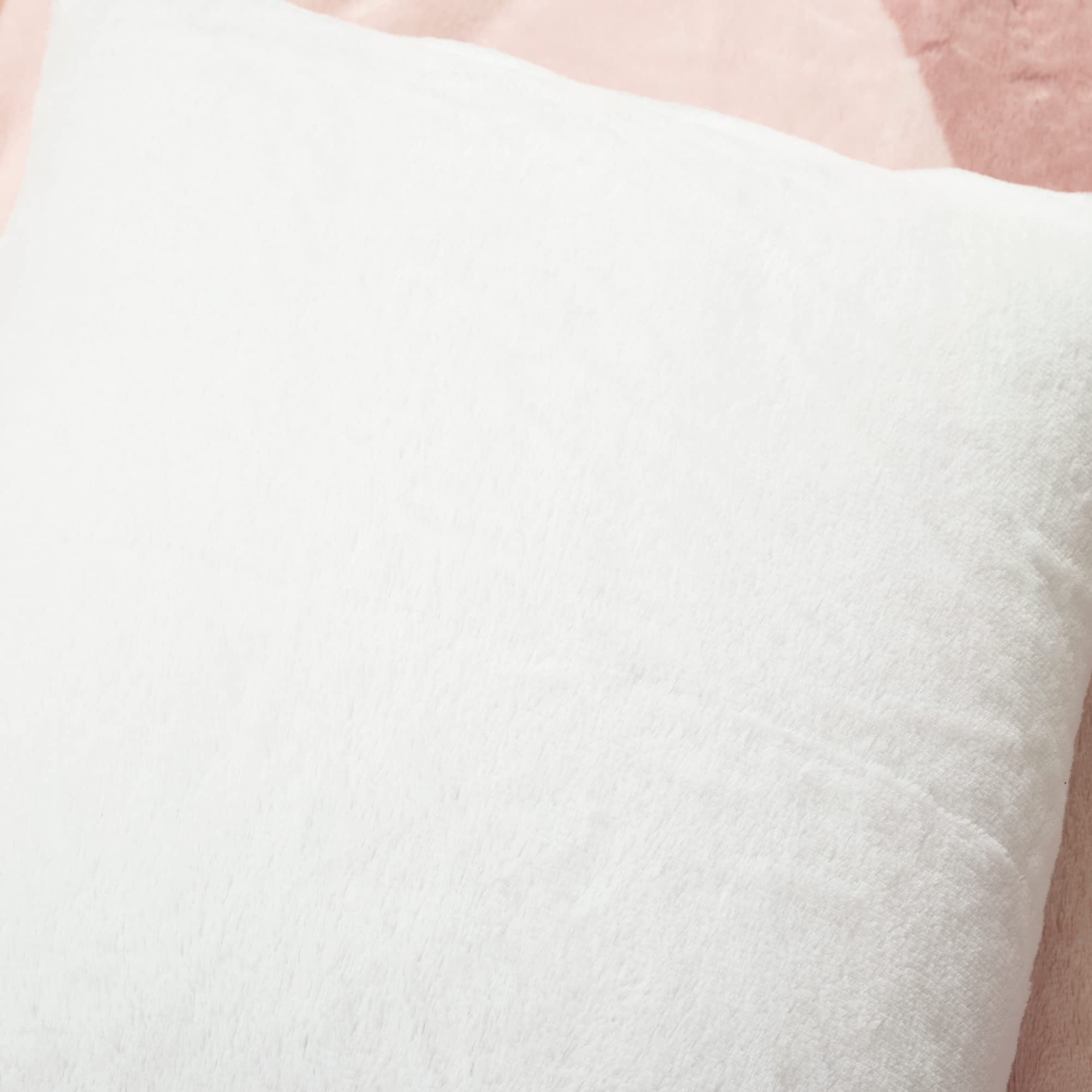 Lush Decor Farmhouse Color Block Soft Fluffy Faux Fur All Season Kids Comforter Set, Full/Queen, Dusty Rose - Cute Plush 3 Piece Pink Bedding Set