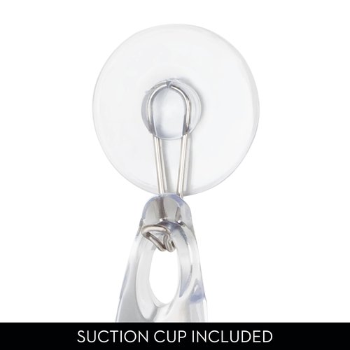 iDesign Plastic Bath Squeegee for Glass with Suction Hook Holder – 12", Clear