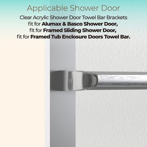 Shuisen Clear Acrylic Shower Door Towel Bar Brackets Fit for Alumax/Basco Framed Sliding Glass Shower Door Towel Rod, Sliding Doors Replacement Parts with Bright Chrome Sleeve, Set of Two Brackets