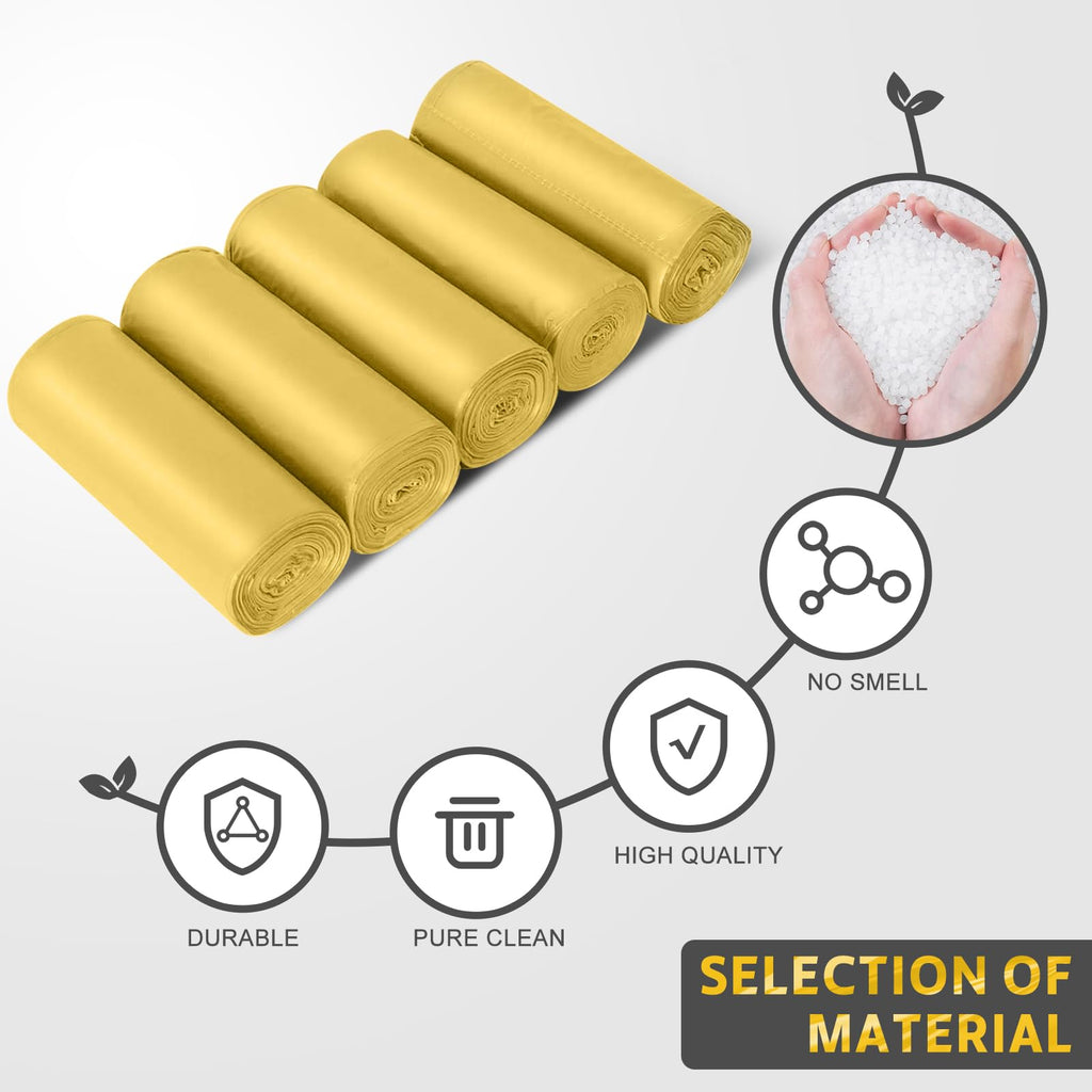 4-6 Gallon Gold Small Trash Bags 4 Gallon up to 6 Gallon Strong Garbage Bags Strong Disposable, Unscented Leak-proof Trash Bags for Cars Boat Office Bathroom Bedroom Kitchen Waste Basket Liner