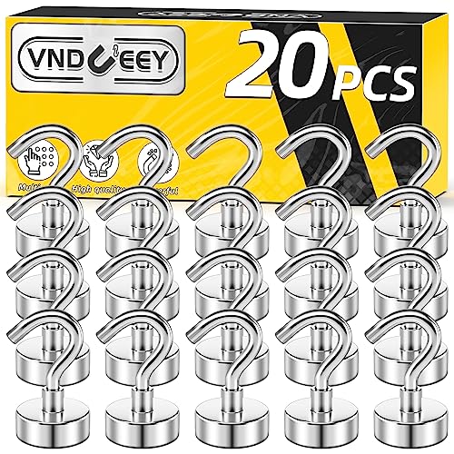VNDUEEY 20 Pack Heavy Duty Magnetic Hooks - 25Lbs Capacity for Home & Office