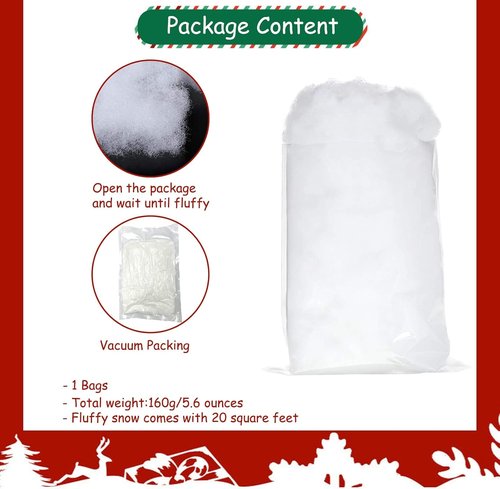 Apragaz Artificial Snow Decoration - Fluffy Flame Resistant Indoor Snow for Christmas Decor | 5.6 OZ