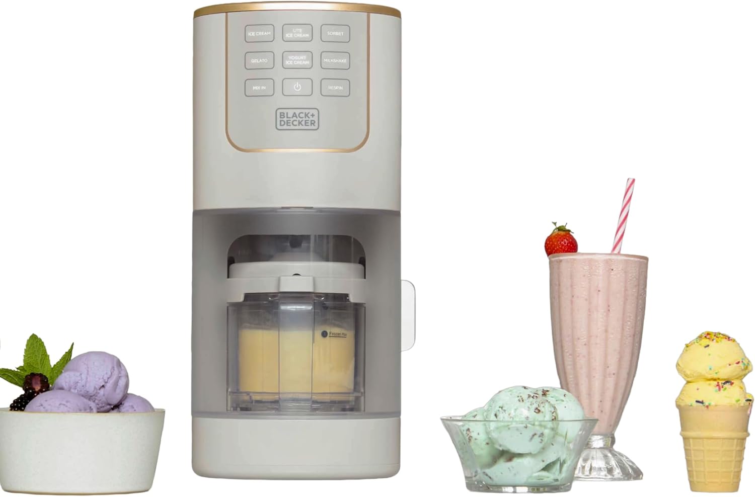 BLACK+DECKER Ice Cream Maker - Create Delicious Keto, Dairy-Free Ice Cream & Gelato at Home | Family-Friendly Design