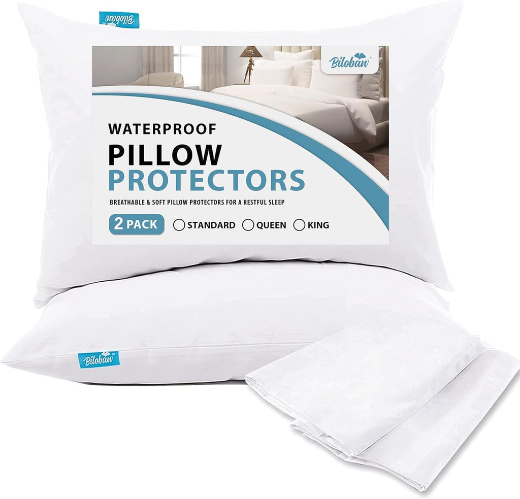 Skiennix Pillow Protector - 100% Waterproof & Noiseless Zipper Cover | Standard Size 20 x 26 Inches, 2 Pack