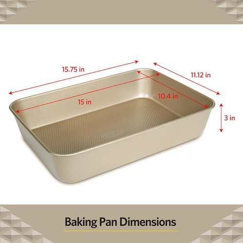 Glad Nonstick Baking Pan - Heavy Duty Oblong Metal Dish for Cakes & Lasagna | Large Size