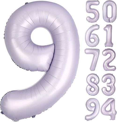 Lilac 9 Balloon | 40-Inch Lavender Number Balloon for 9th Birthday Decorations