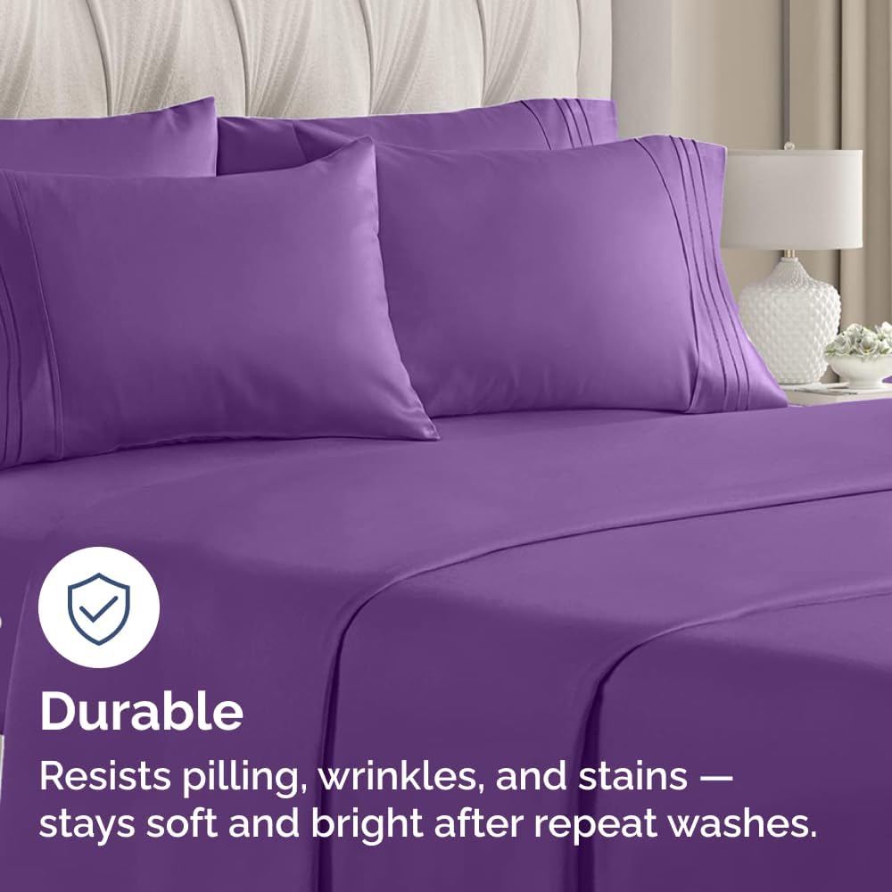 Ultra Soft Pillow Cases Set of 10 | Hotel Quality Comfy Covers - Wrinkle Free & Fade Resistant - Easy Care - Purple