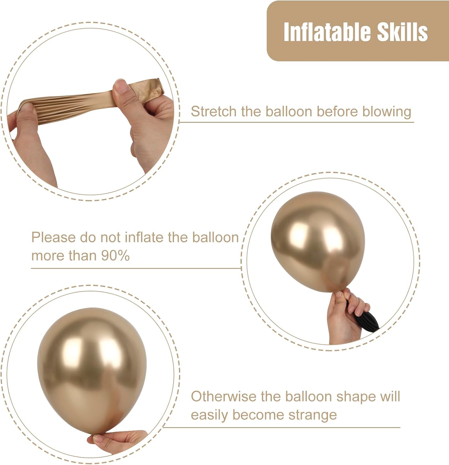 RUBFAC Chrome Gold Balloons - 129-Piece Latex Metallic Balloon Garland Kit for Parties | 5-18 Inch Sizes