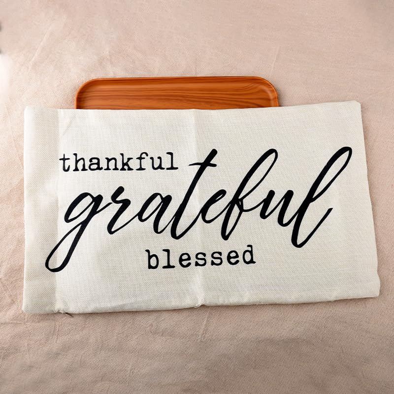 Thankful Grateful Blessed Oblong Throw Pillow Cover 12x20