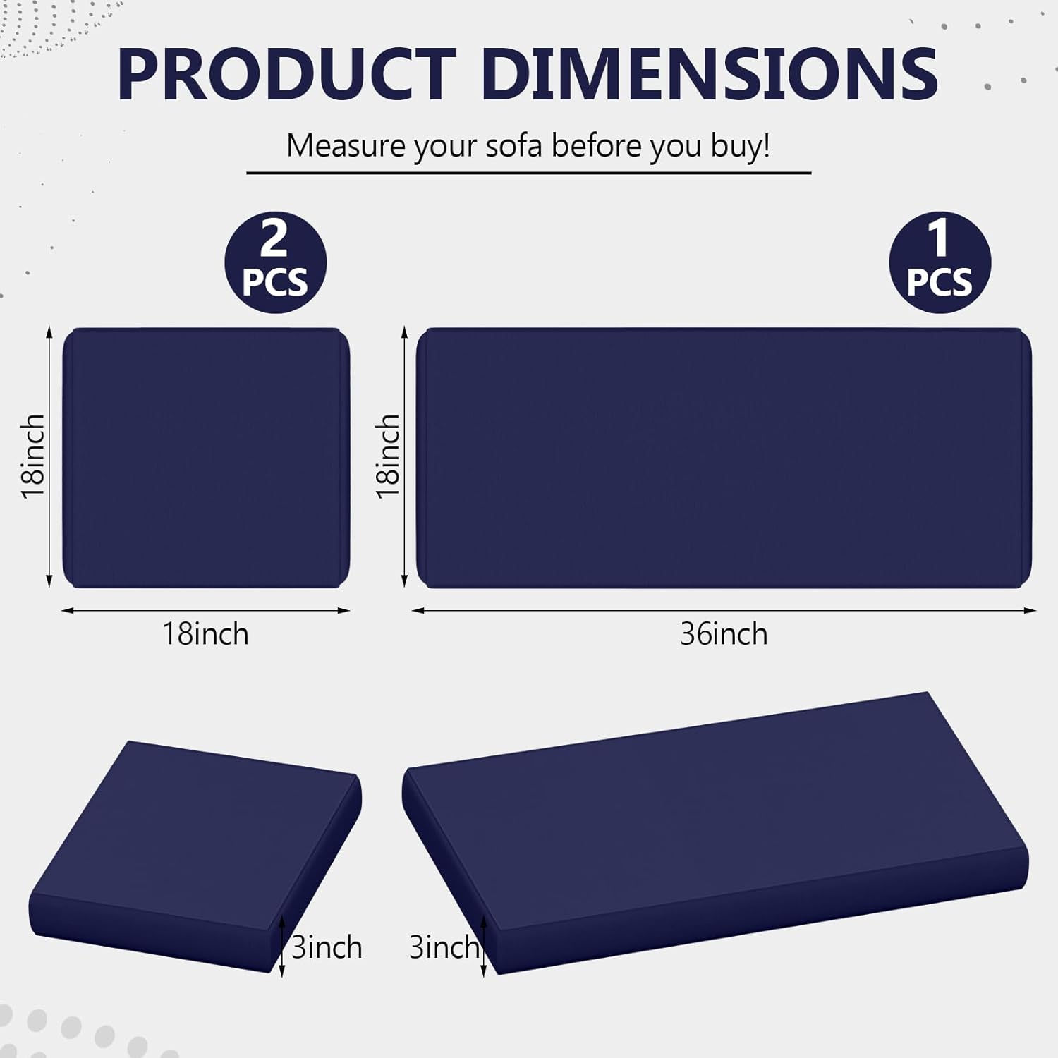 Outdoor Patio Seat Cushions by [Brand Name] - Weather & Fade Resistant 3-Pack for 4-Seater Rattan Sofa