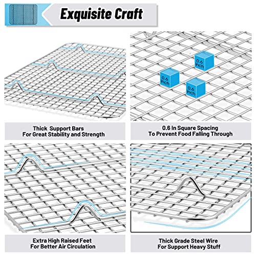 TeamFar Stainless Steel Cooling Racks Set 15.3 x 11.25 & 11.75 x 9 Inches