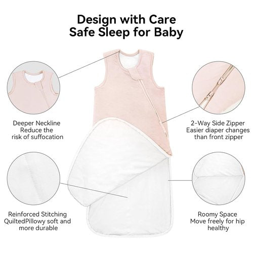 BubblePanda Bamboo Sleep Sack - Soft 2-Way Zipper Wearable Blanket for Infants 0-6 Months