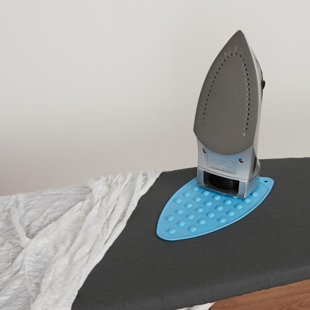 Ironing Board Full Size; Made in USA by Seymour Home Products (Blue Stripe) Bundle Includes Cover, Pad, and Silicone Iron Rest | Iron Board w/Steel T-Legs Adjustable from Tabletop up to 35" High