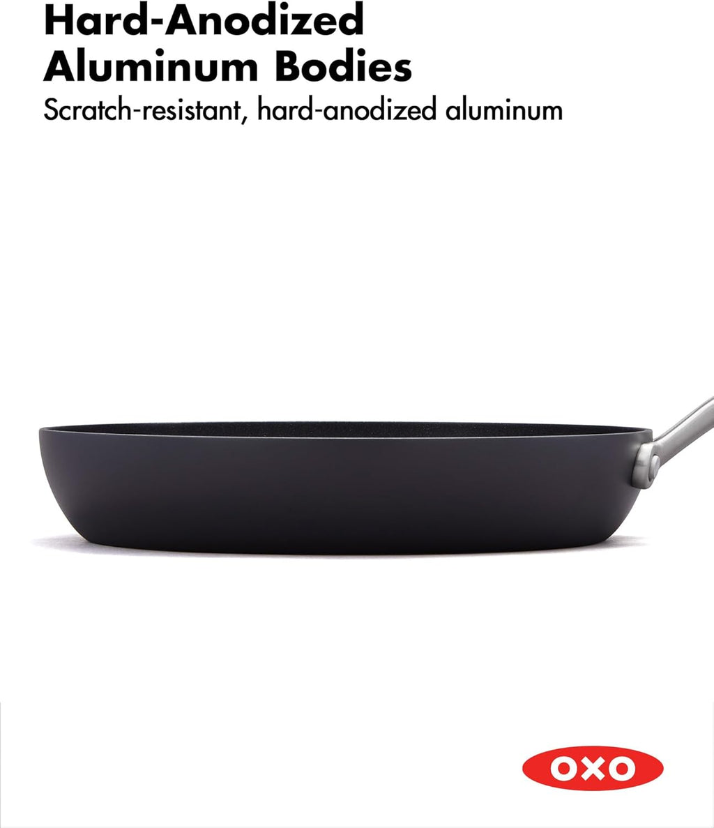 OXO Professional 8" Frying Pan Skillet - PFAS-Free Nonstick Cookware with Stainless Steel Handle | Induction Compatible, Dishwasher & Oven Safe, Black