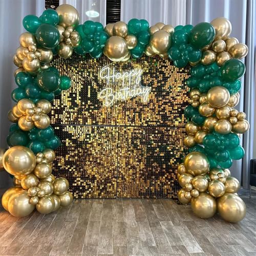 Green and Gold Balloon Arch Kit with Stars - 150 Pieces