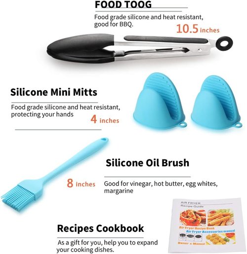 Gowise Air Fryer Accessories Set - 9PCS for 3.7QT to 5.8QT Fryers | Includes Cake Barrel, Pizza Pan & More
