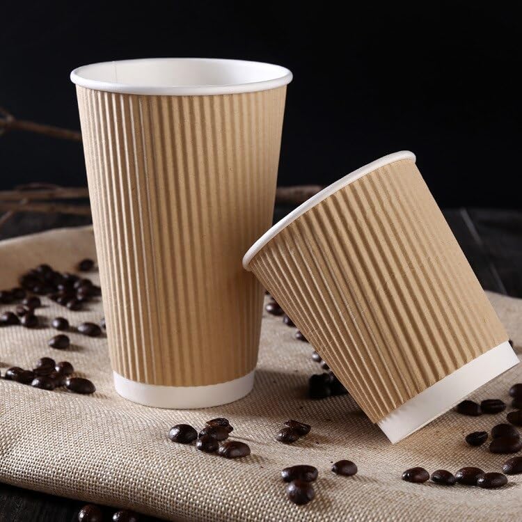 Ripple Paper Cups for Coffee & Tea Made in USA | Bulk for Home, Office, Restaurants & Coffee Shops | Recyclable, Insulated, & Disposable To-Go Cups for Hot Beverages (8oz -500 Count)