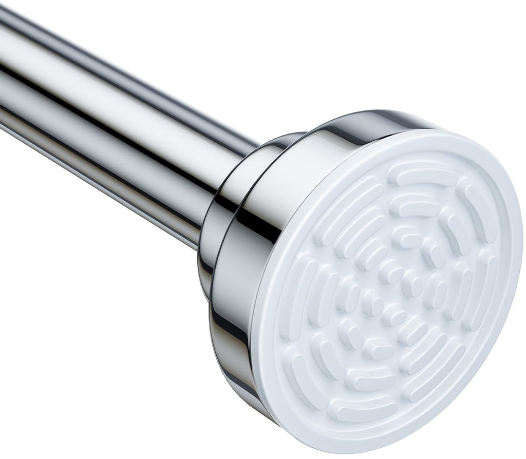 Ausemku Shower Curtain Rod - 32-68 Inch Rustproof Tension Rod, Non-Slip Spring Design, No Drilling Adjustable Curtain Rod for Bathroom, Kitchen, and Closet（Silver）