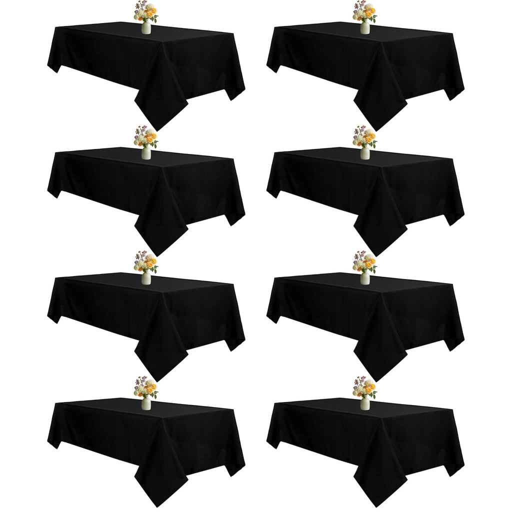 Mclisle 8 Pack Black Tablecloths 60 x 126 Inch Table Cloths for 8 Foot Rectangle Tables, Wrinkle Resistant Washable Polyester Fabric Rectangular Tablecloth for Buffet, Wedding, Party, Banquet