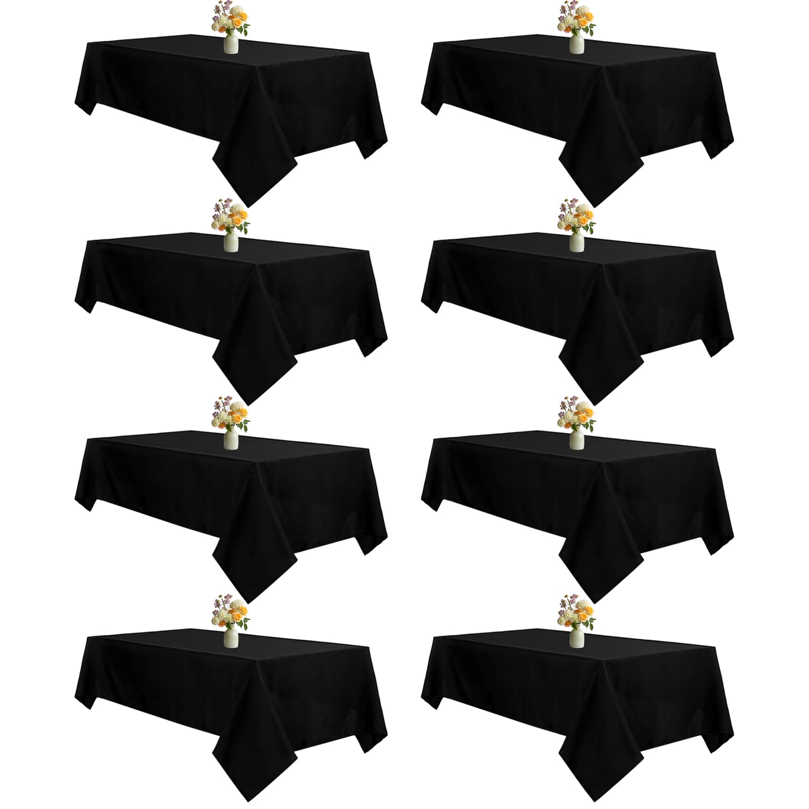 Mclisle 8 Pack Black Tablecloths 60 x 126 Inch Table Cloths for 8 Foot Rectangle Tables, Wrinkle Resistant Washable Polyester Fabric Rectangular Tablecloth for Buffet, Wedding, Party, Banquet
