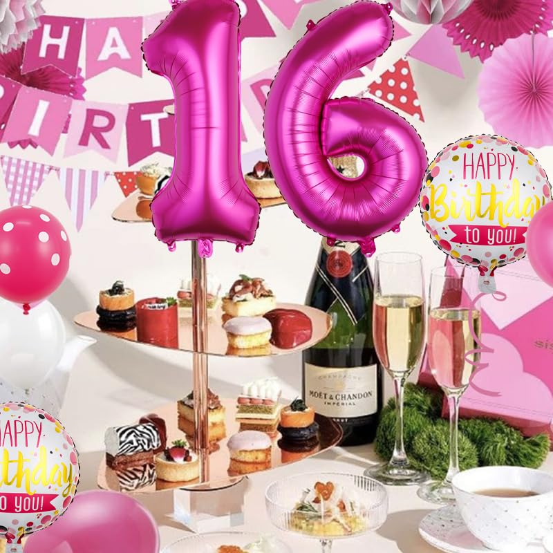 17th Birthday Decorations Rose Red Balloon Set 16 Pcs Party Supplies