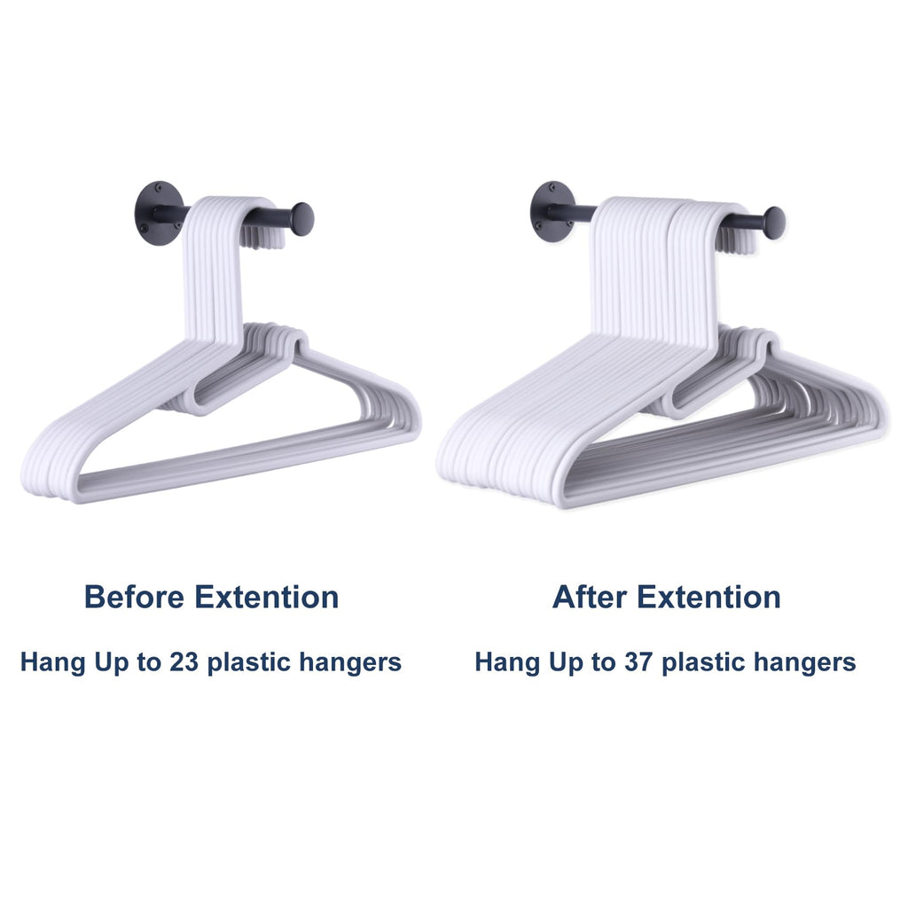 JAZBREY 2 Pack Retractable Hanger Holder for Laundry Room, Wall Mount Organizer Rack for Lightweight Clothes, Space Saving Laundry Hook Rod, Keep Empty Hangers Handy, Black