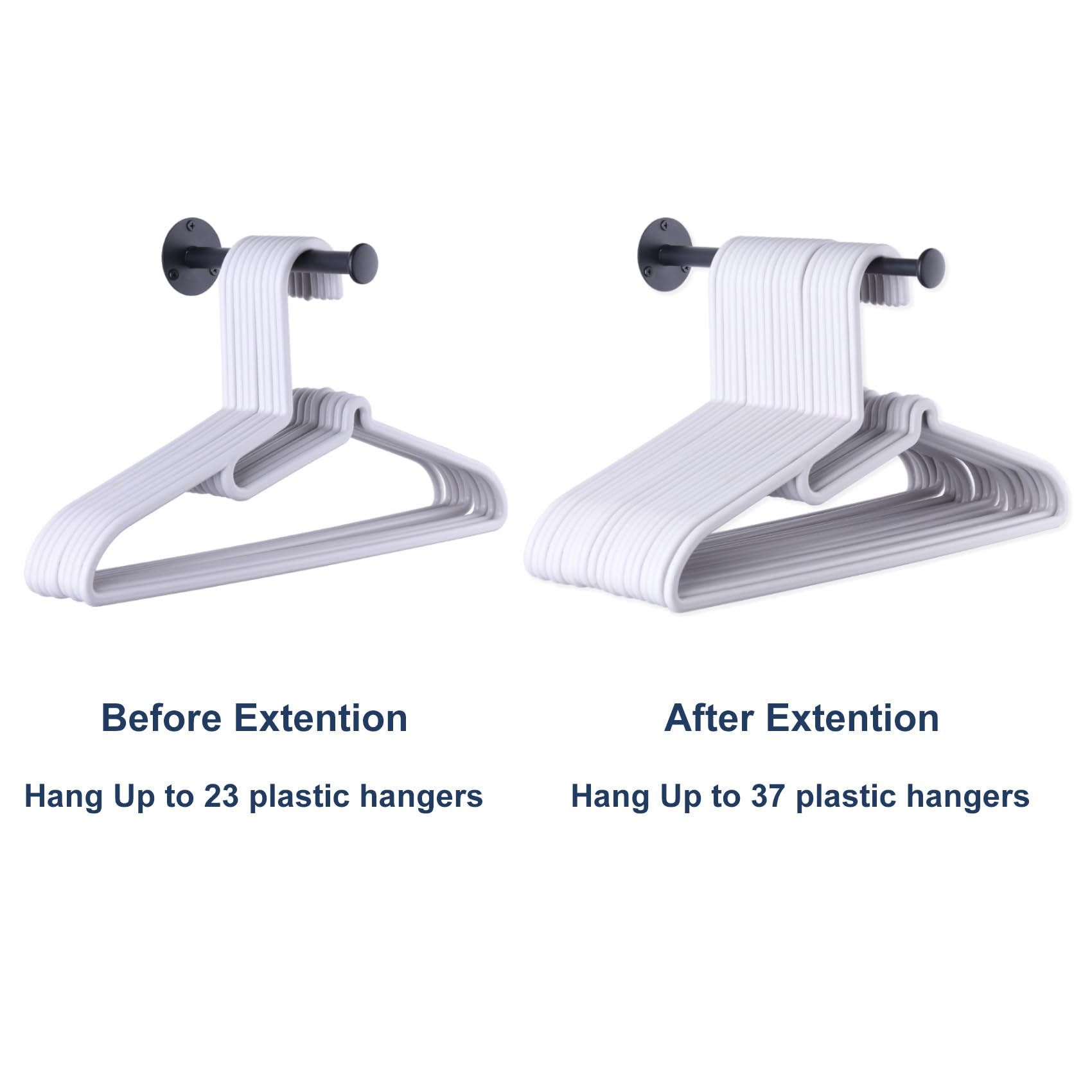 JAZBREY 2 Pack Retractable Hanger Holder for Laundry Room, Wall Mount Organizer Rack for Lightweight Clothes, Space Saving Laundry Hook Rod, Keep Empty Hangers Handy, Black