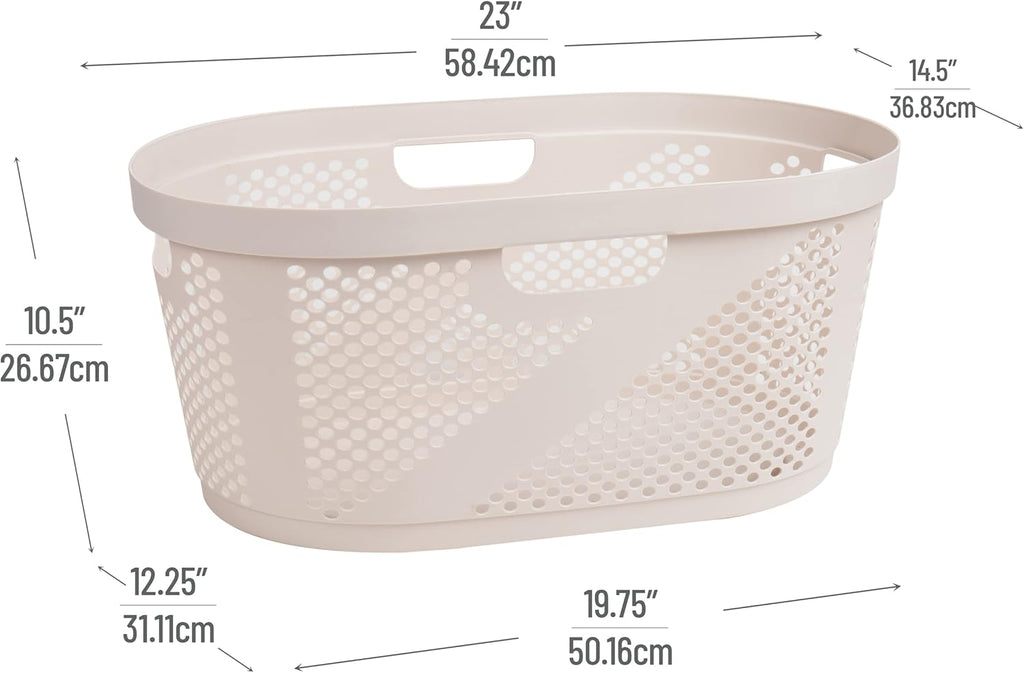 Mind Reader 40L Laundry Basket - Premium Wicker Design Clothes Hamper in Ivory Color
