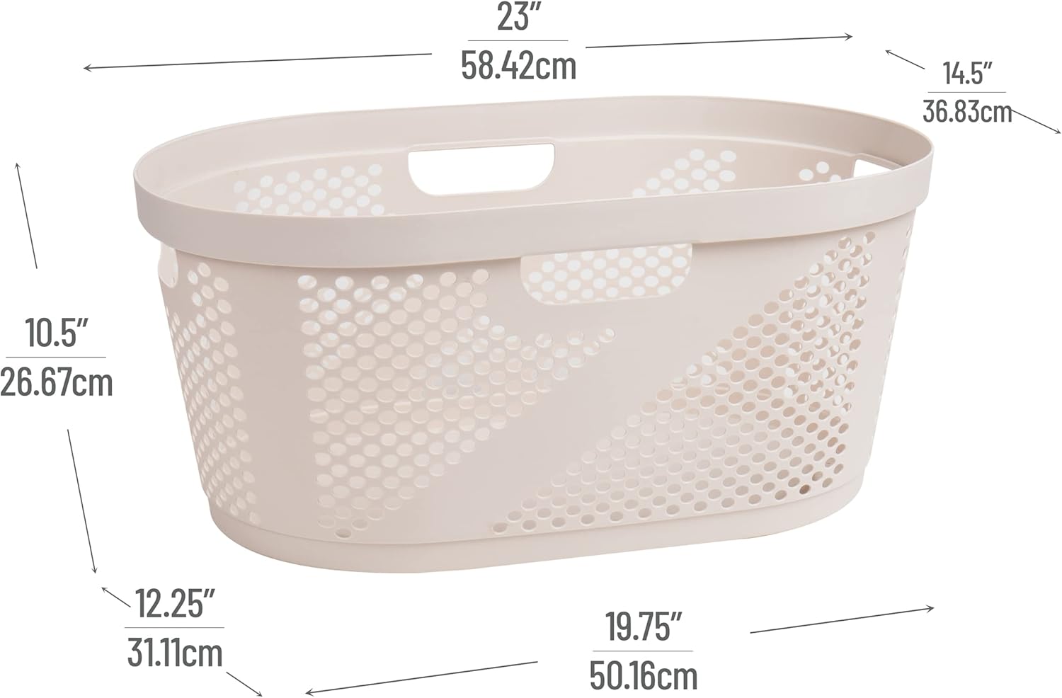 Mind Reader 40L Laundry Basket - Premium Wicker Design Clothes Hamper in Ivory Color